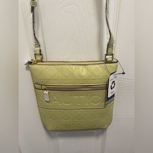 NWT-Nautica Lakeside Signature Green Jaquard North South Crossbody Bag